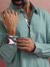 Men's Blue Cotton Kurta