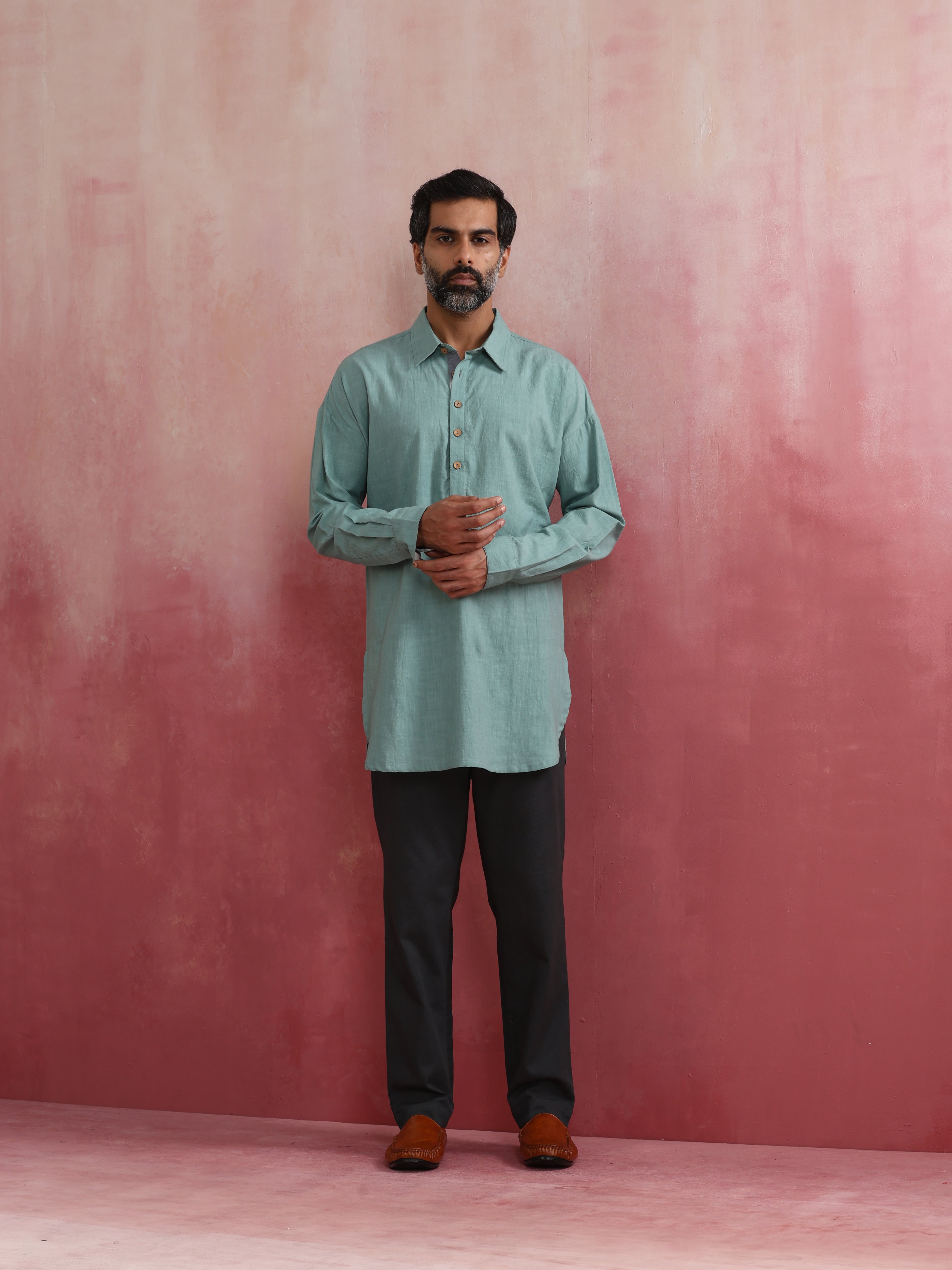 Men's Blue Cotton Kurta