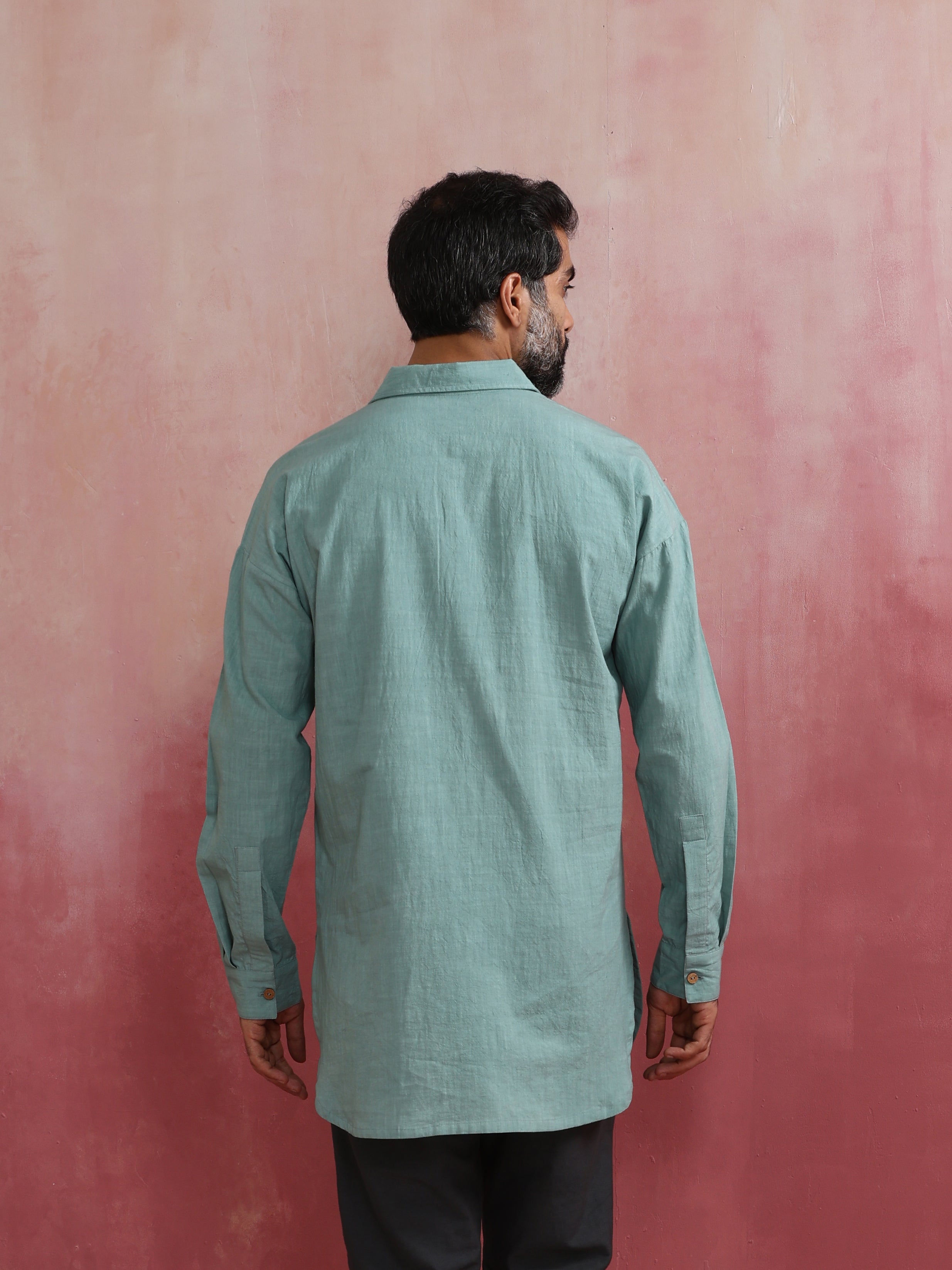 Men's Blue Cotton Kurta
