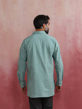 Men's Blue Cotton Kurta