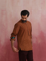 Men's Brown Cotton Shirt