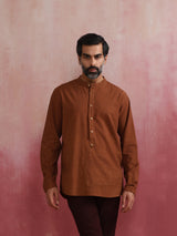 Men's Brown Cotton Shirt
