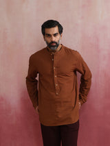 Men's Brown Cotton Shirt