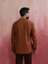 Men's Brown Cotton Shirt