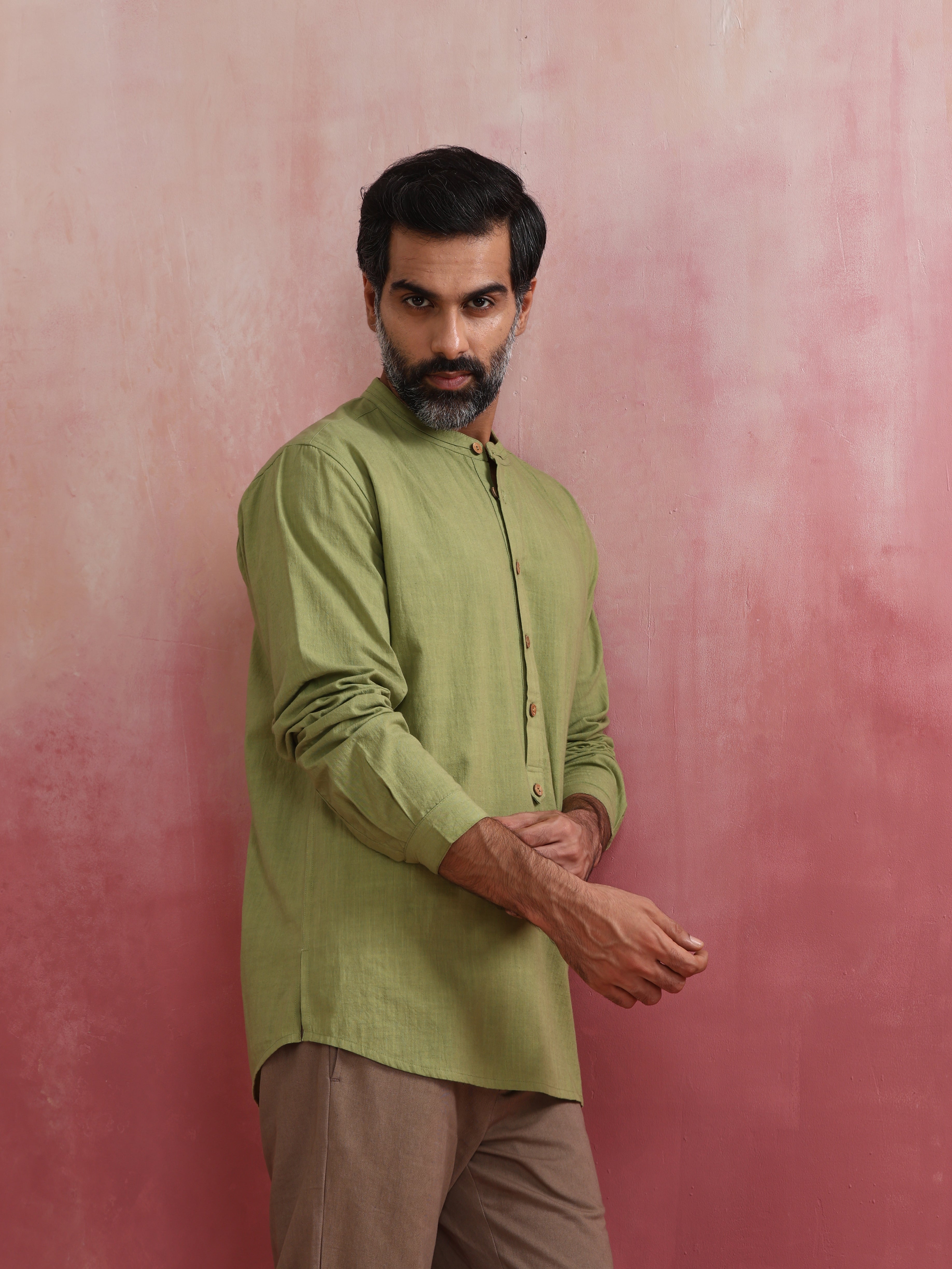 Men's Green Cotton Shirt