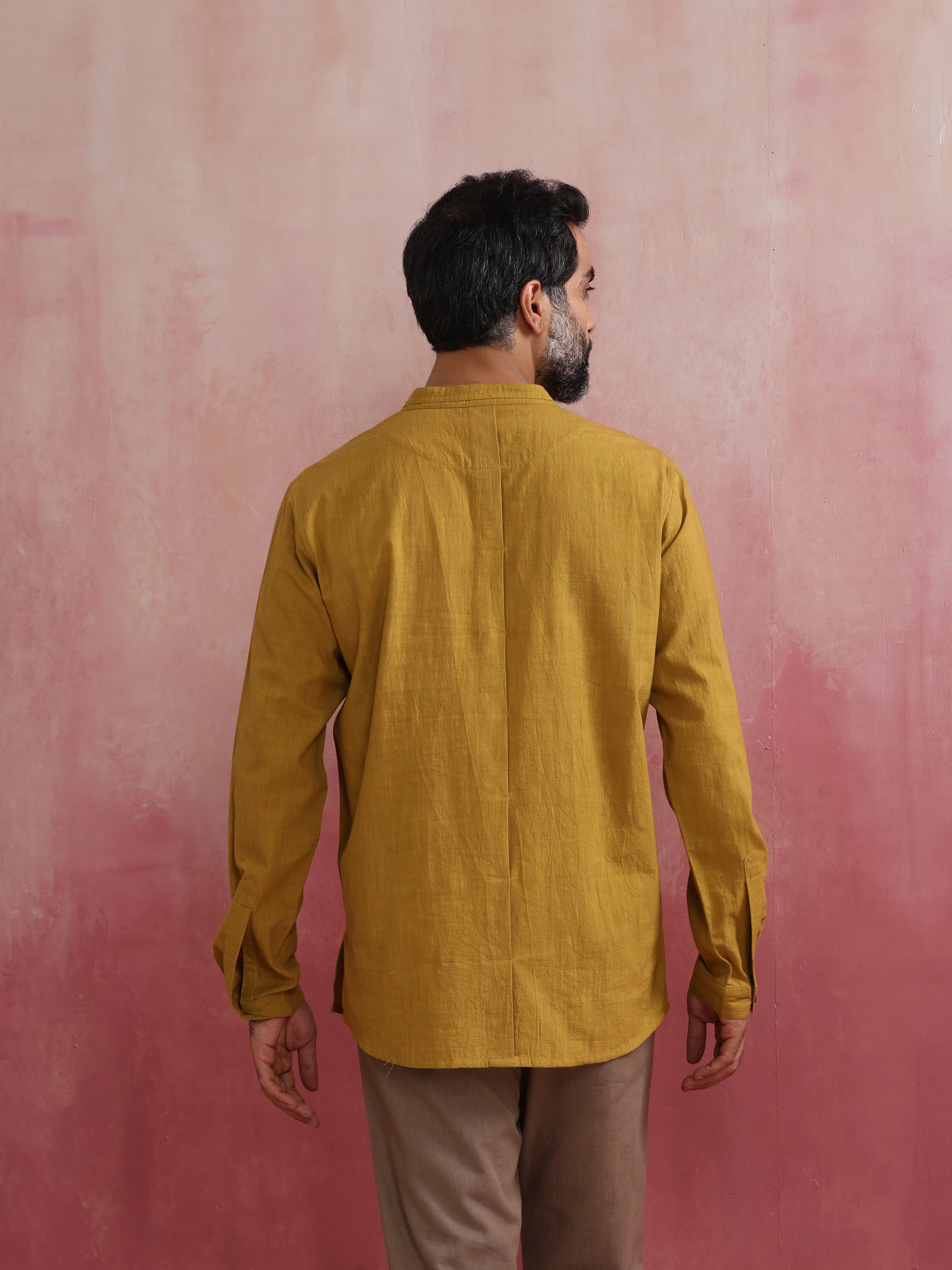 Men's Mustard Cotton Shirt