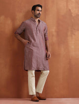 Men's Purple Cotton Dobby Kurta