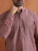 Men's Purple Cotton Dobby Kurta