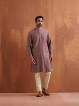 Men's Purple Cotton Dobby Kurta