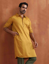 Men's Mustard Cotton Kurta