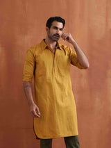 Men's Mustard Cotton Kurta