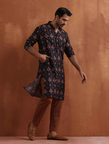 Men's Black Printed Kurta