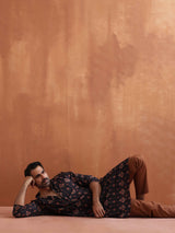 Men's Black Printed Kurta