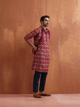 Men's Beige Printed Kurta