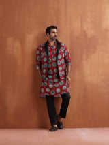 Men's Rust Printed Kurta