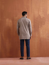 Men's Beige Cotton Short Kurta