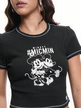 Women's Black Casual Graphic Regular Fit Half Sleeves Tshirt
