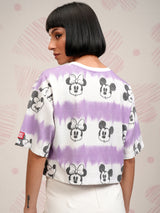Women's Lavender Casual Graphic Oversized Fit Half Sleeves Top