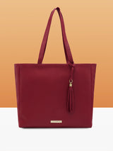 Women's Plum Faux Leather Tote Bag 17L