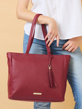 Women's Plum Faux Leather Tote Bag 17L