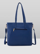 Women's Navy Faux Leather Tote Bag 15L
