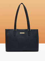 Women's Black Faux Leather Tote Bag 10L