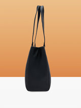 Women's Black Faux Leather Tote Bag 10L