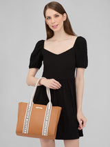 Women's Brown Faux Leather Tote Bag 11L