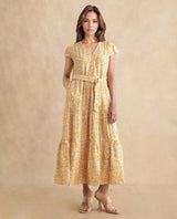 Women's Yellow Casual Half Sleeves Dress
