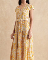 Women's Yellow Casual Half Sleeves Dress