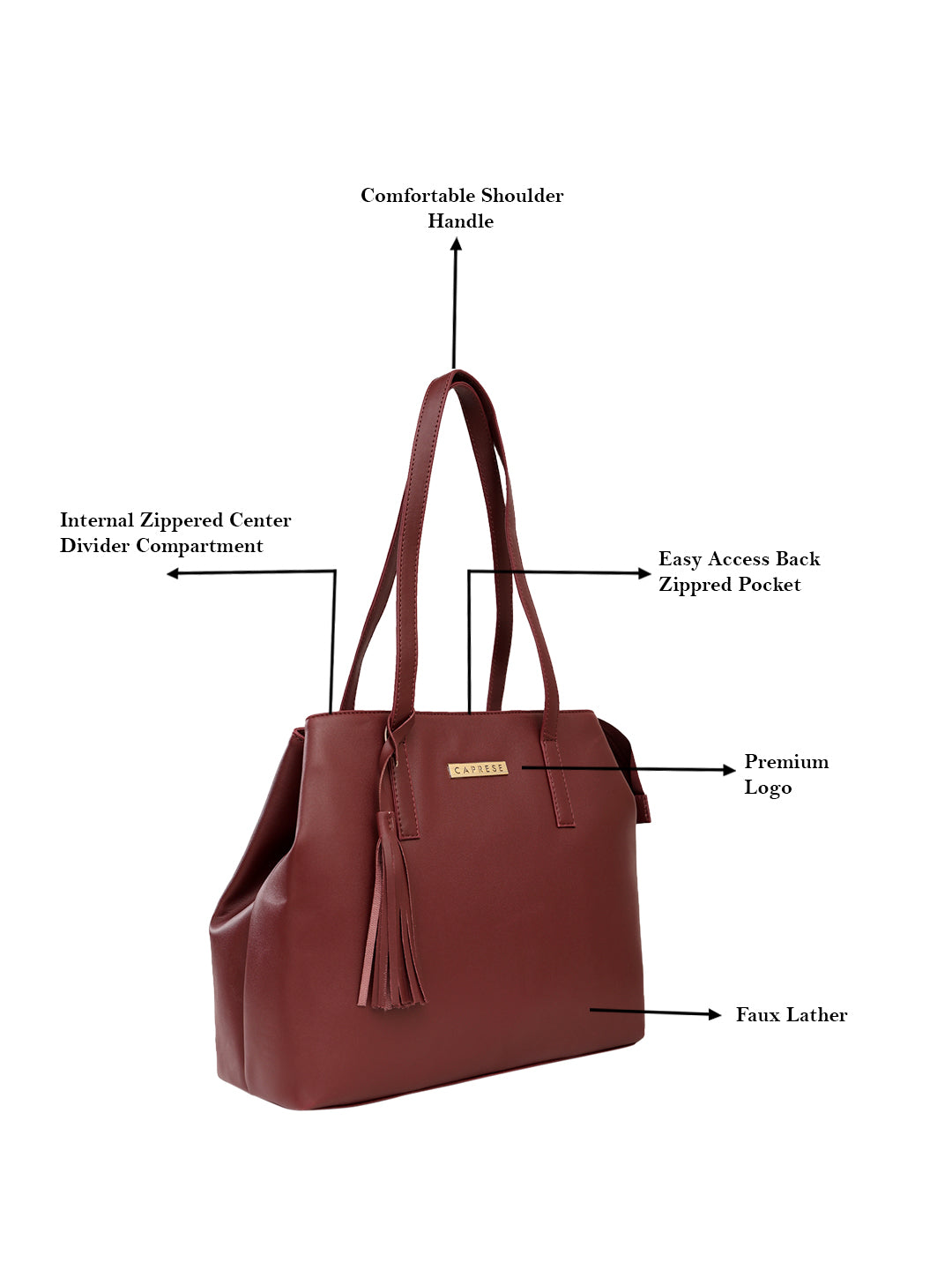Women's Grape Faux Leather Tote Bag 10L