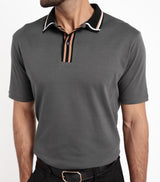 Men's Grey Casual Regular Fit Solid Half Sleeves Polo Tshirt