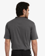 Men's Grey Casual Regular Fit Solid Half Sleeves Polo Tshirt