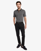Men's Grey Casual Regular Fit Solid Half Sleeves Polo Tshirt
