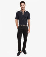 Men's Navy Casual Regular Fit Solid Half Sleeves Polo Tshirt