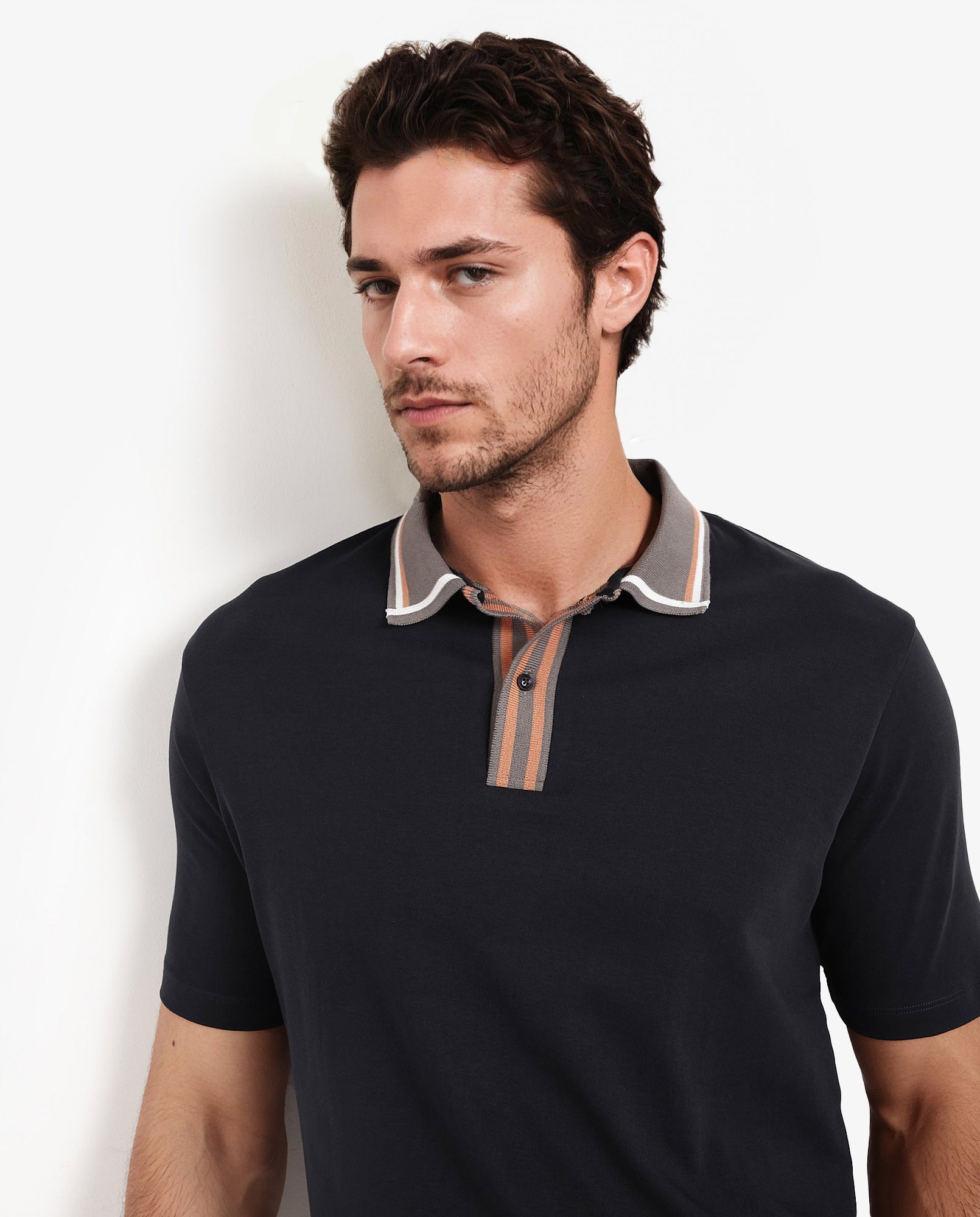 Men's Navy Casual Regular Fit Solid Half Sleeves Polo Tshirt