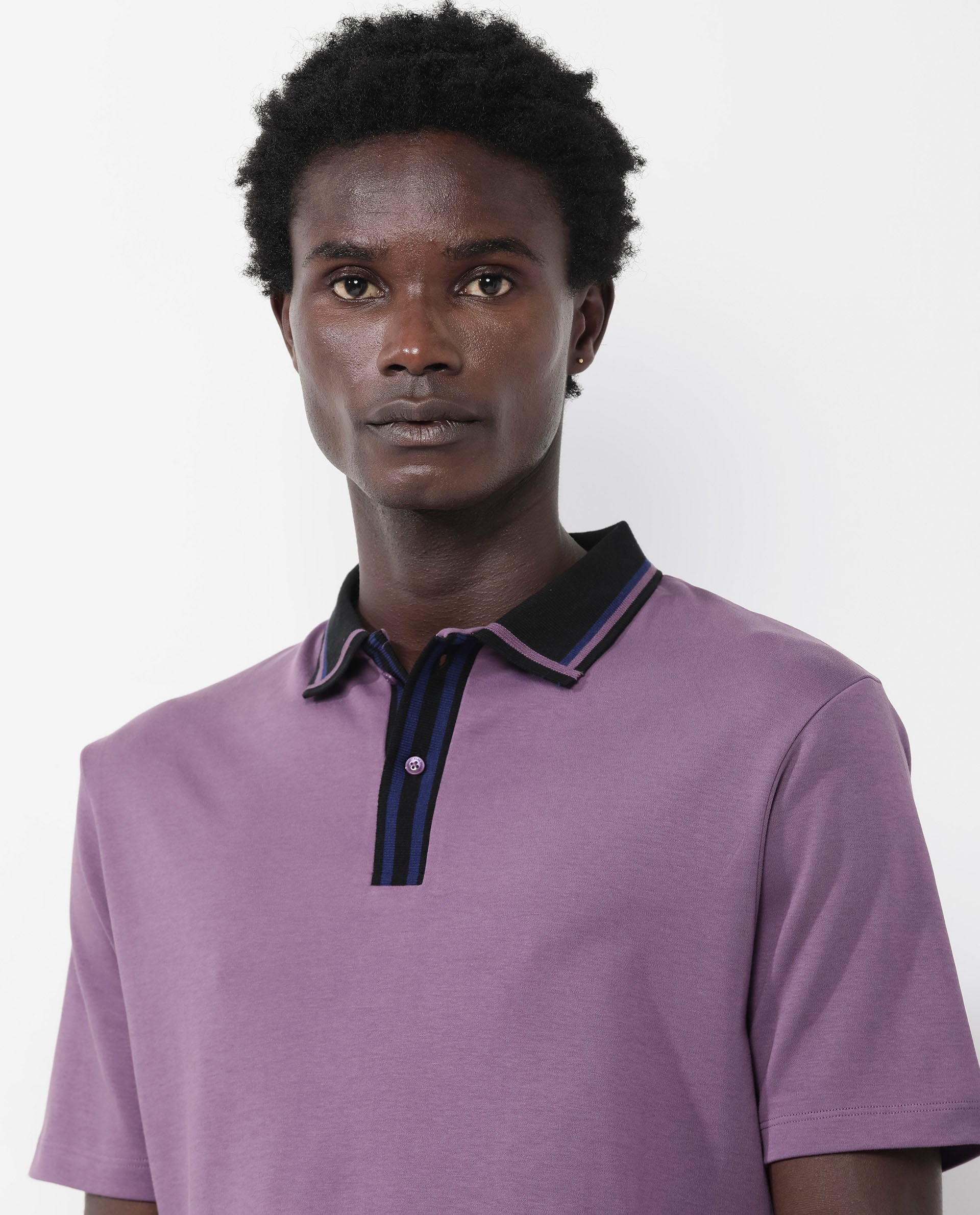 Men's Purple Casual Regular Fit Solid Half Sleeves Polo Tshirt