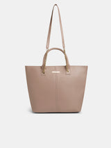 Women's Soft Pink Faux Leather Tote Bag 16L