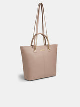 Women's Soft Pink Faux Leather Tote Bag 16L