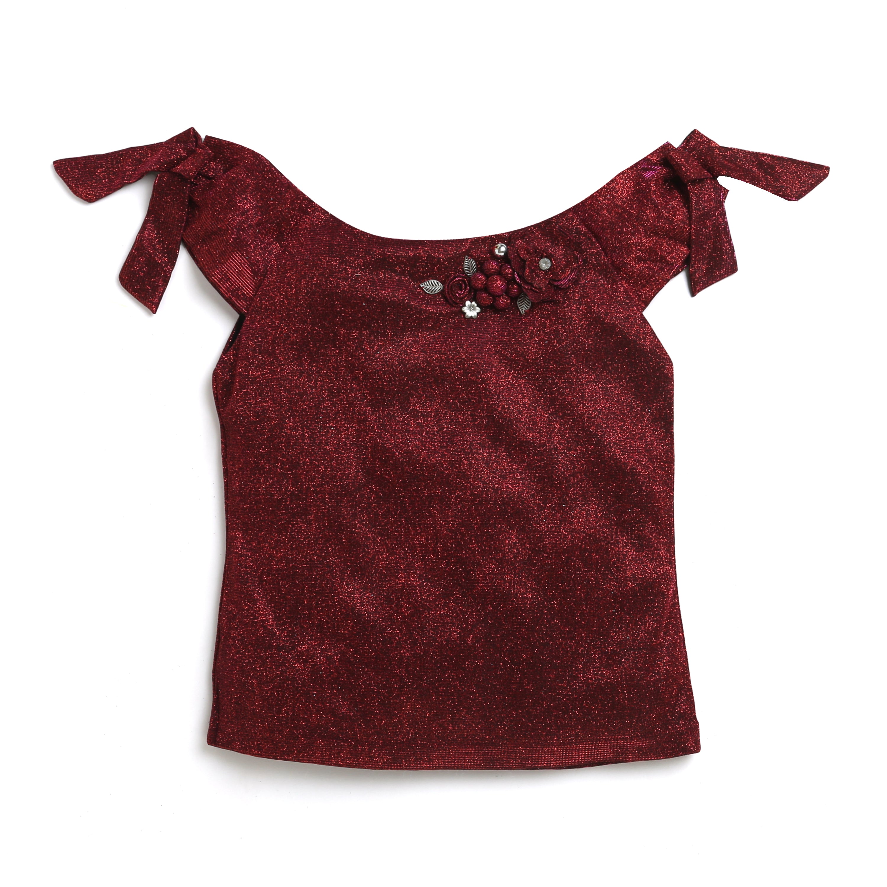 Girls Red Solid Sleeveless Top