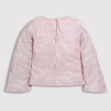 Girls Pink Party Printed Full Sleeves Top
