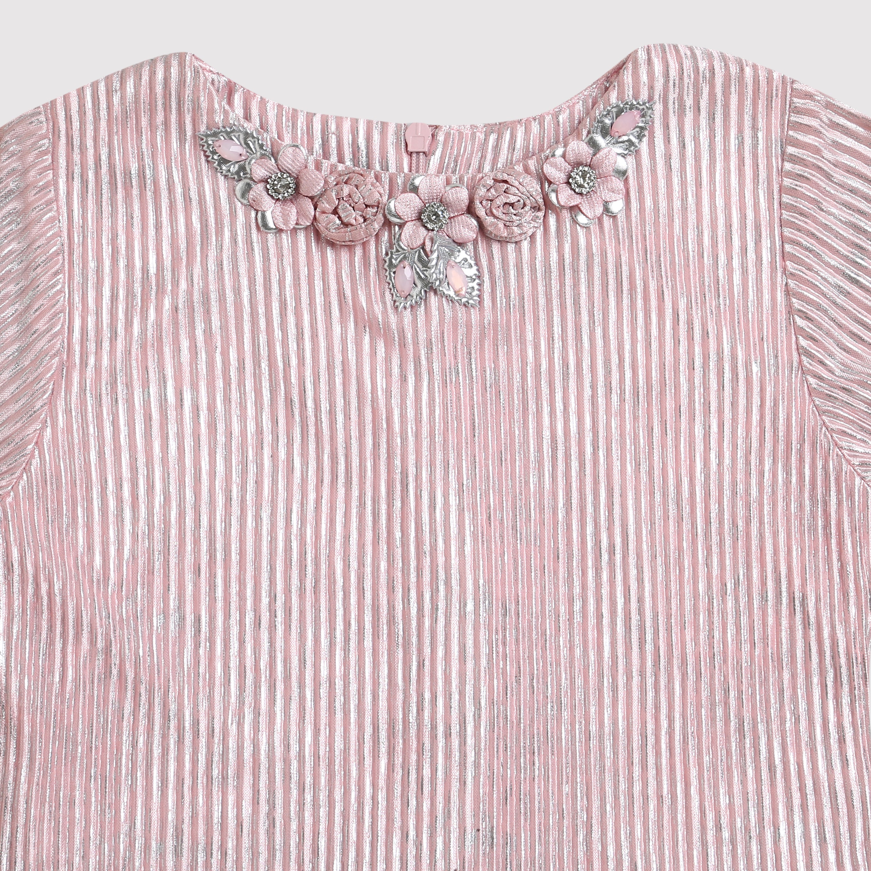 Girls Pink Party Printed Full Sleeves Top