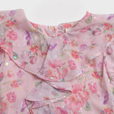 Girls Pink Western Printed Full Sleeves Top