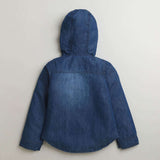 Girls Blue Casual Regular Solid Full Sleeves Hoodie