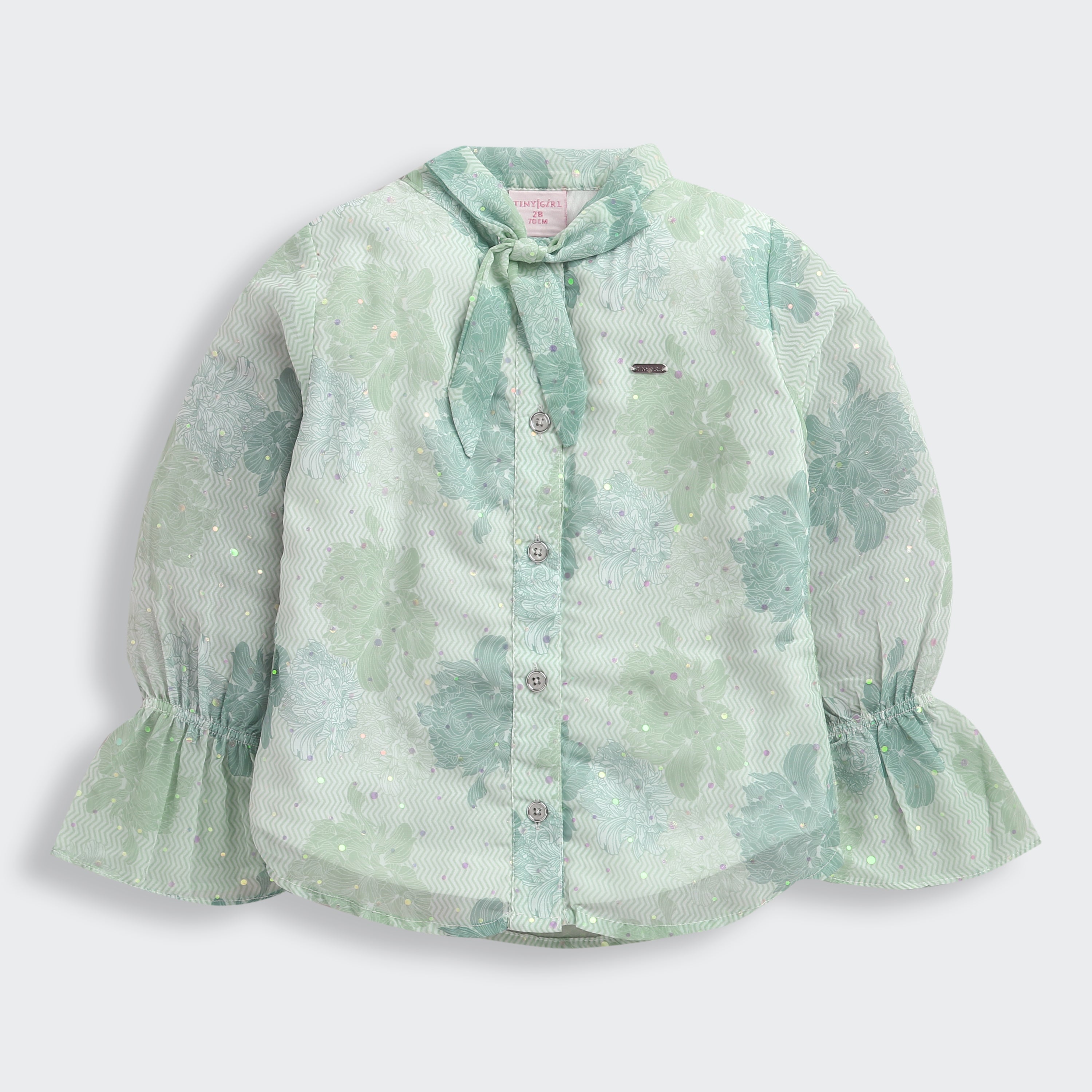 Girls Green Casual Full Sleeves Top