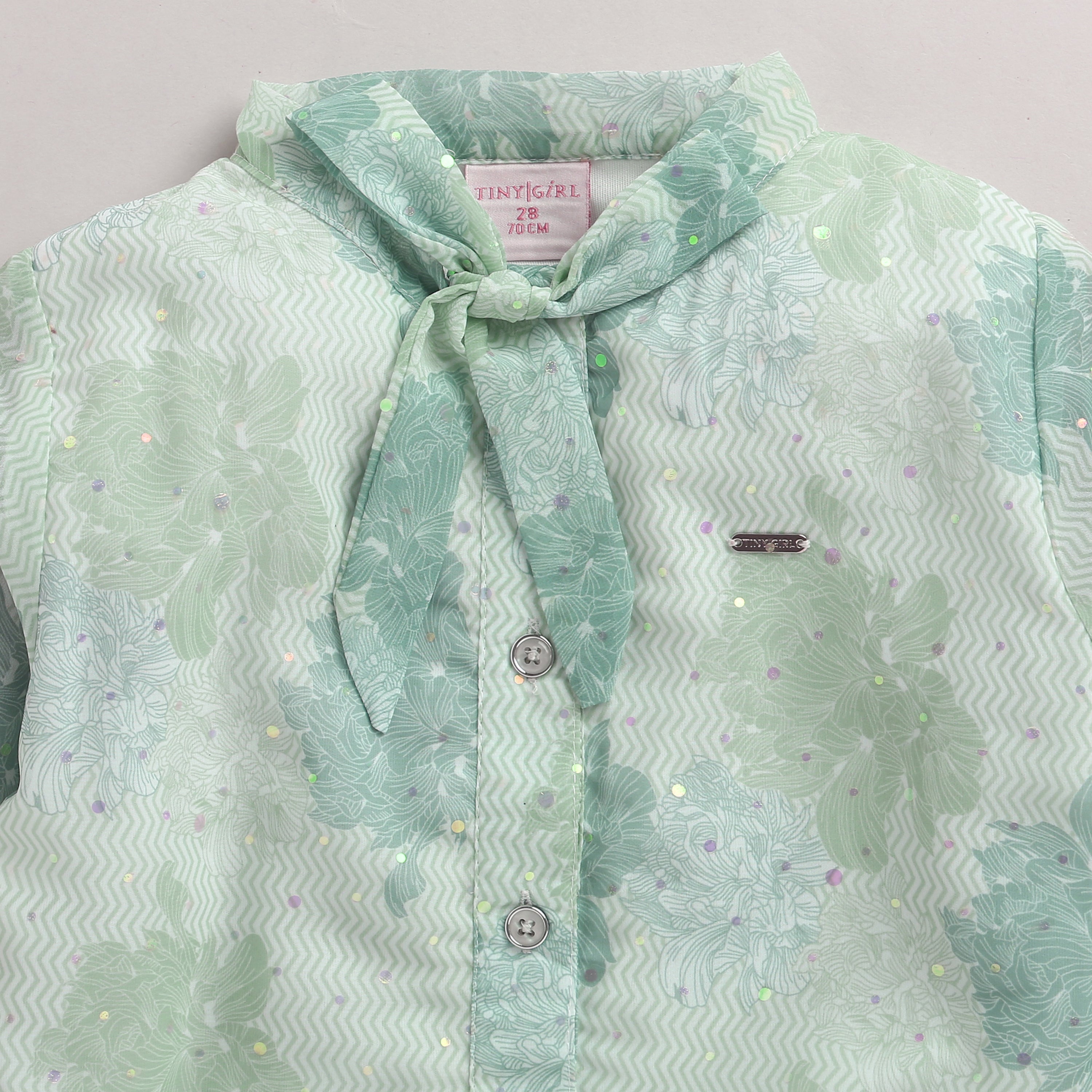 Girls Green Casual Full Sleeves Top