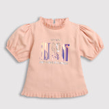 Girls Orange Western Solid Half Sleeves Top
