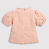 Girls Orange Western Solid Half Sleeves Top