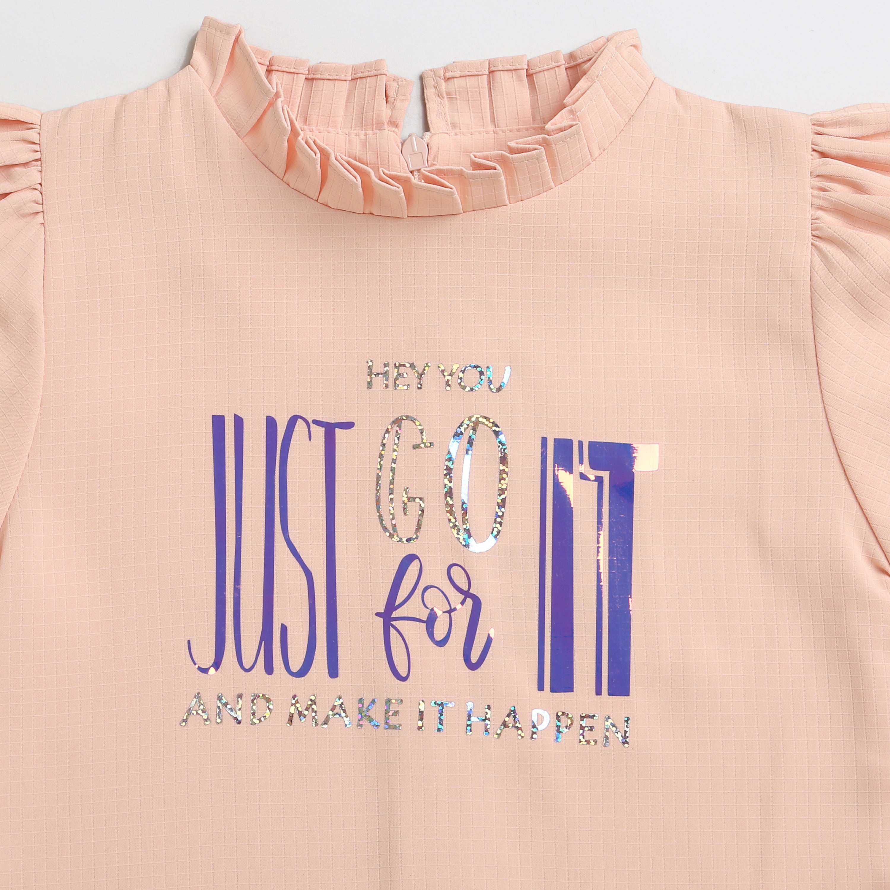 Girls Orange Western Solid Half Sleeves Top
