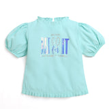Girls Green Western Solid Half Sleeves Top